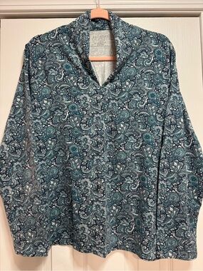 Talbots Teal and Navy Paisley Shirt